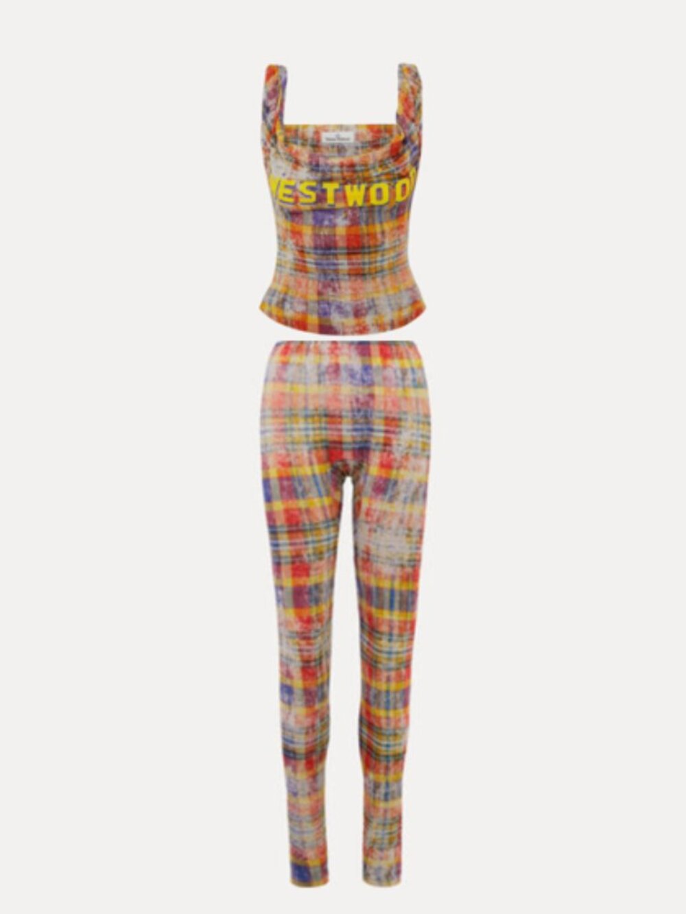 VIVIENNE WESTWOOD DISTRESSED TARTAN ANNA TOP & LEGGING SET SIZE MEDIUM PRELOVED